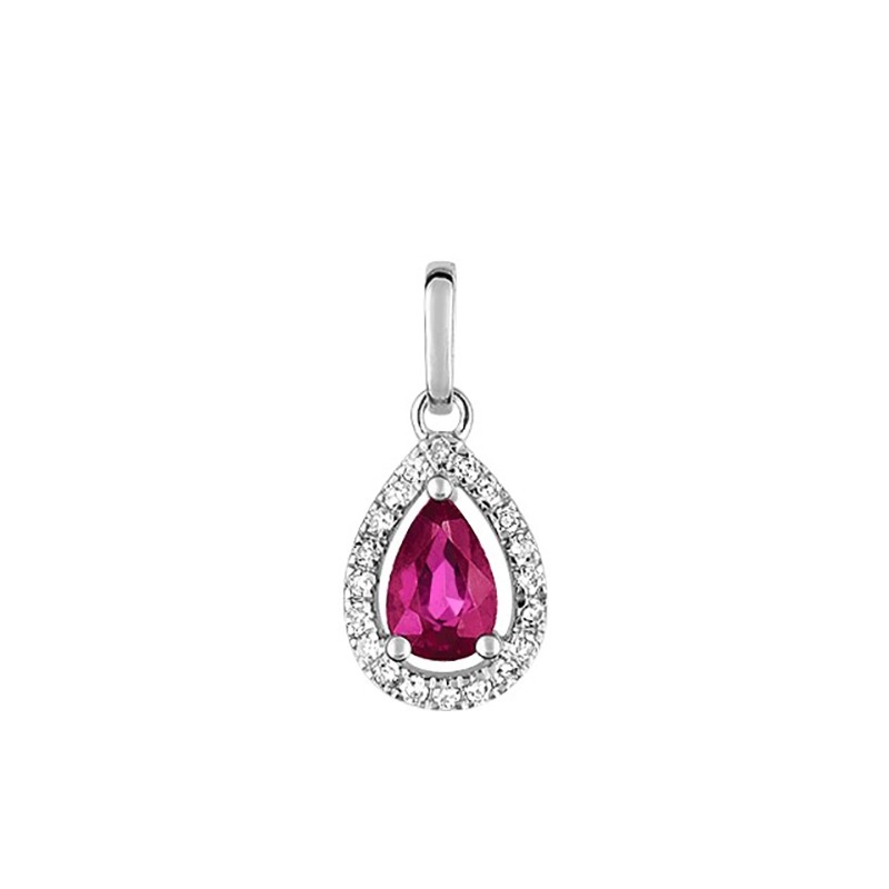 Pendentif Femme Or Blanc rubis Diamants 750/000