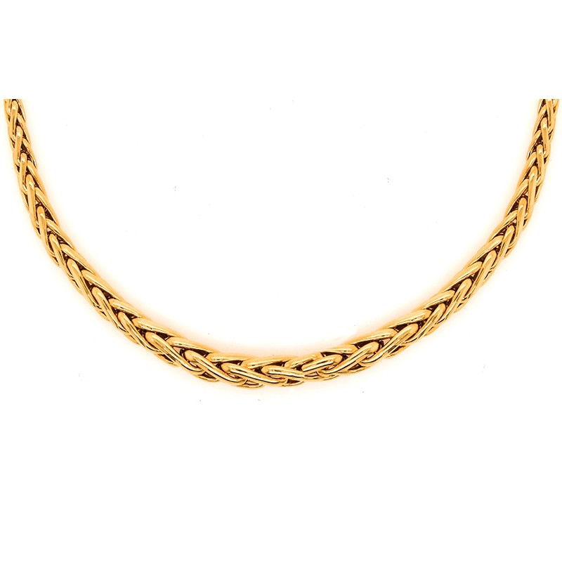 Collier or jaune 750/000 CARADOR en maille palmier fine et large
