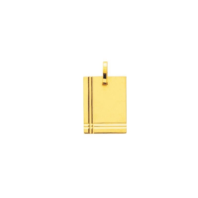 Pendentif plaque rectangle en or jaune 750/000 CARADOR