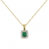 Collier Joaillerie pendentif carré Carador en or jaune 750/000, émeraude et diamants