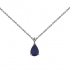 Collier Joaillerie Carador forme goutte en or blanc 750/000, saphir et diamant