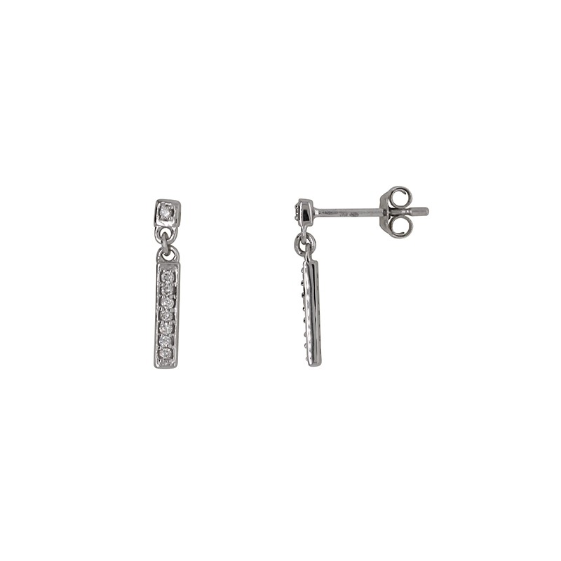Boucles d'oreilles pendantes barrette Carador en or blanc 750/000 et diamants
