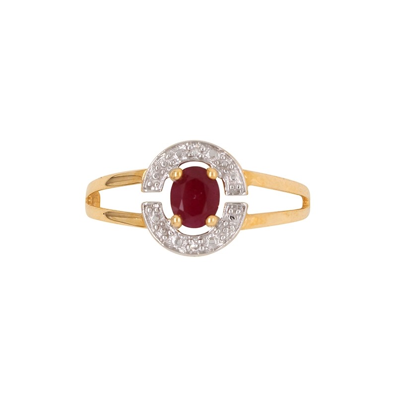 bague éternelle Carador en or jaune 750/000, diamants et rubis
