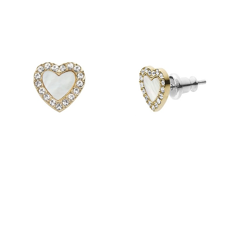 Boucles d'oreille en acier doré motif cœur FOSSIL JF03215710