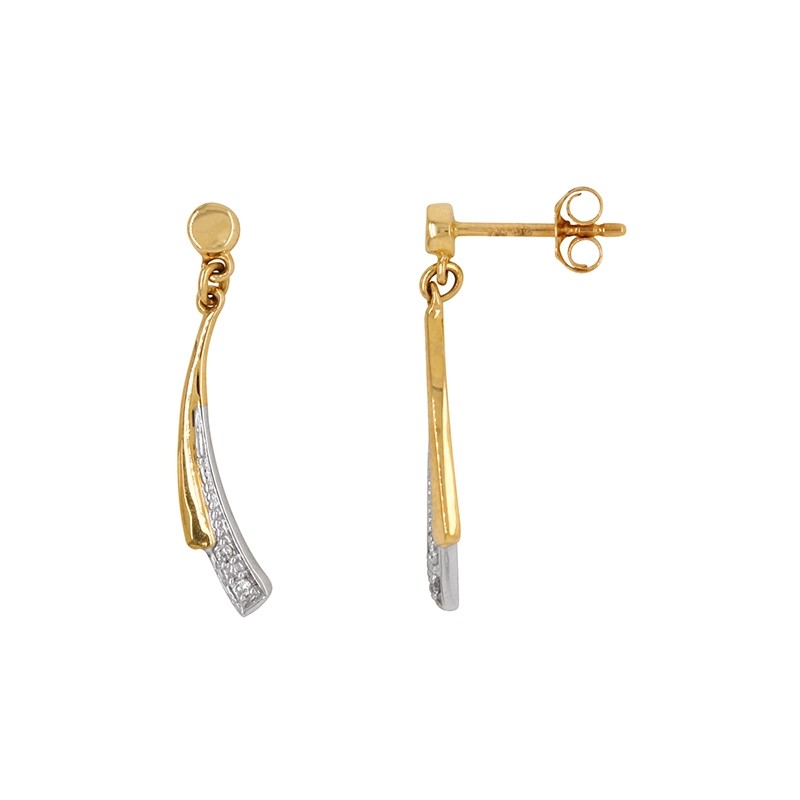 Boucles d'oreilles Virgule bicolore Carador en or 750/000 et diamants
