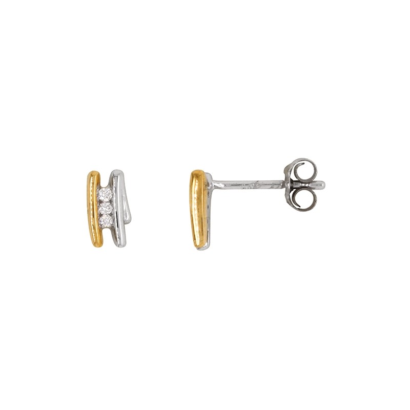 Boucles d'oreilles trilogie bicolore Carador en or 750/000 et diamants 0,040 cts