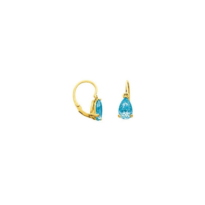 Boucles d'oreilles dormeuse en or jaune 750/000 et aigue-marine CARADOR
