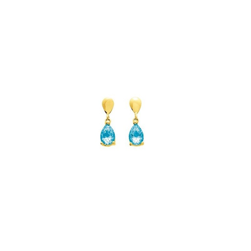 Boucles d'oreilles pendantes en or jaune 750/000 et aigue-marine CARADOR
