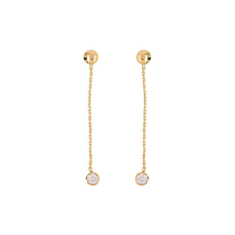 Boucles d'oreilles Carador chaine oxyde de zirconium en or 750/000