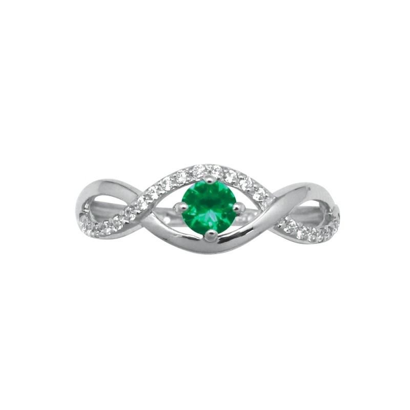 Bague Carador style joaillerie pierre verte et argent 925/000
