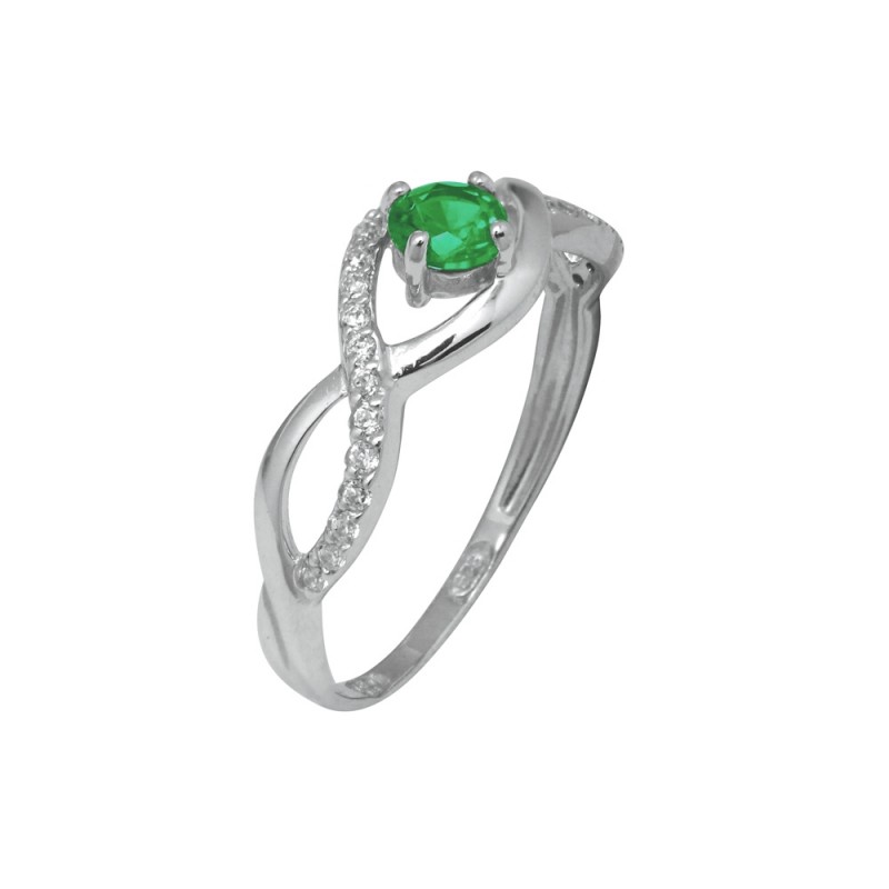 Bague Carador style joaillerie pierre verte et argent 925/000
