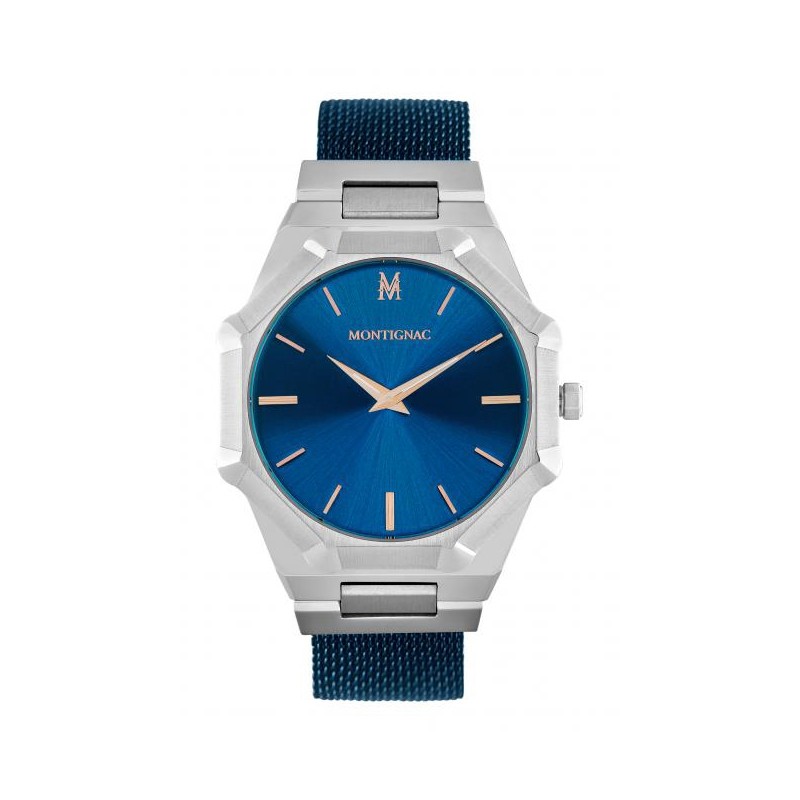 Montre Montignac collection M Quartz acier bleu  MOPE19B13