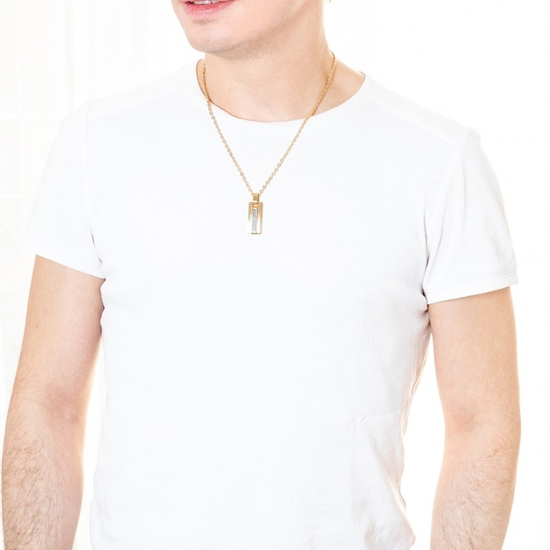 Collier Phebus acier doré et cable 75-0123