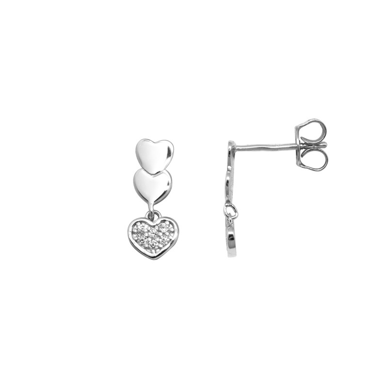 Boucles d'oreilles pendantes Carador cœurs argent 925/000, oxydes de zirconium
