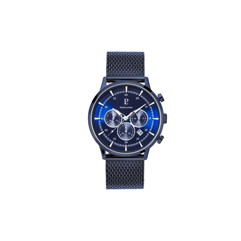 Montre Homme Pierre Lannier  multifonctions acier bleu 230D466
