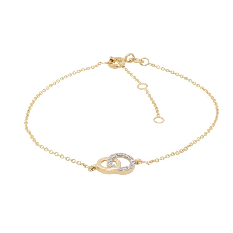 Bracelet en or jaune 375/000 et oxydes de zirconium motif cercle
