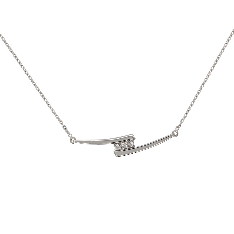 Collier Finesse Carador en or blanc 375/000 et oxydes de zirconium
