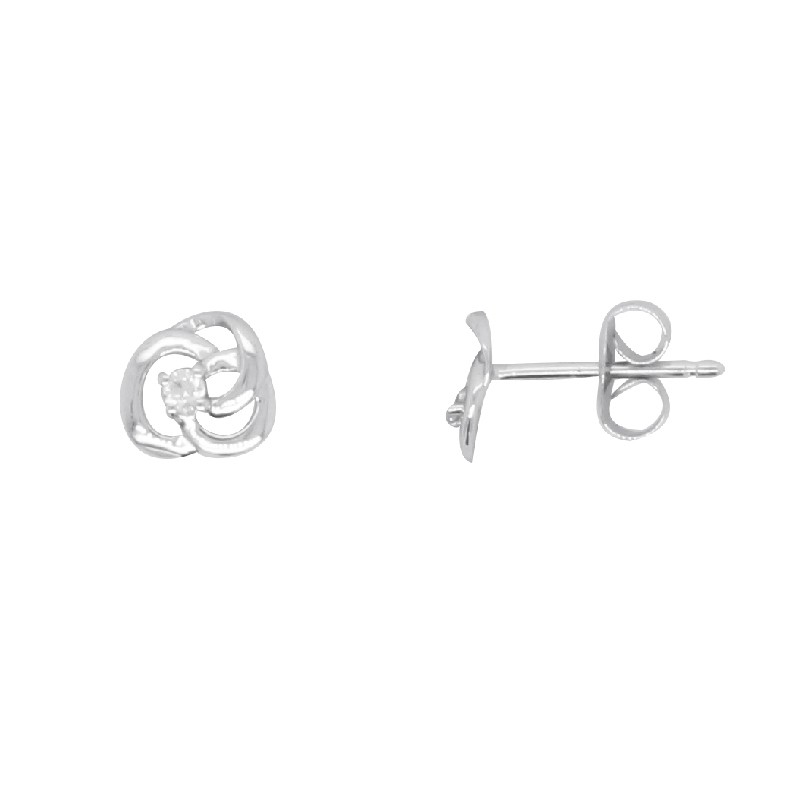 Boucles d'oreilles en or blanc 375/000 et oxyde de zirconium