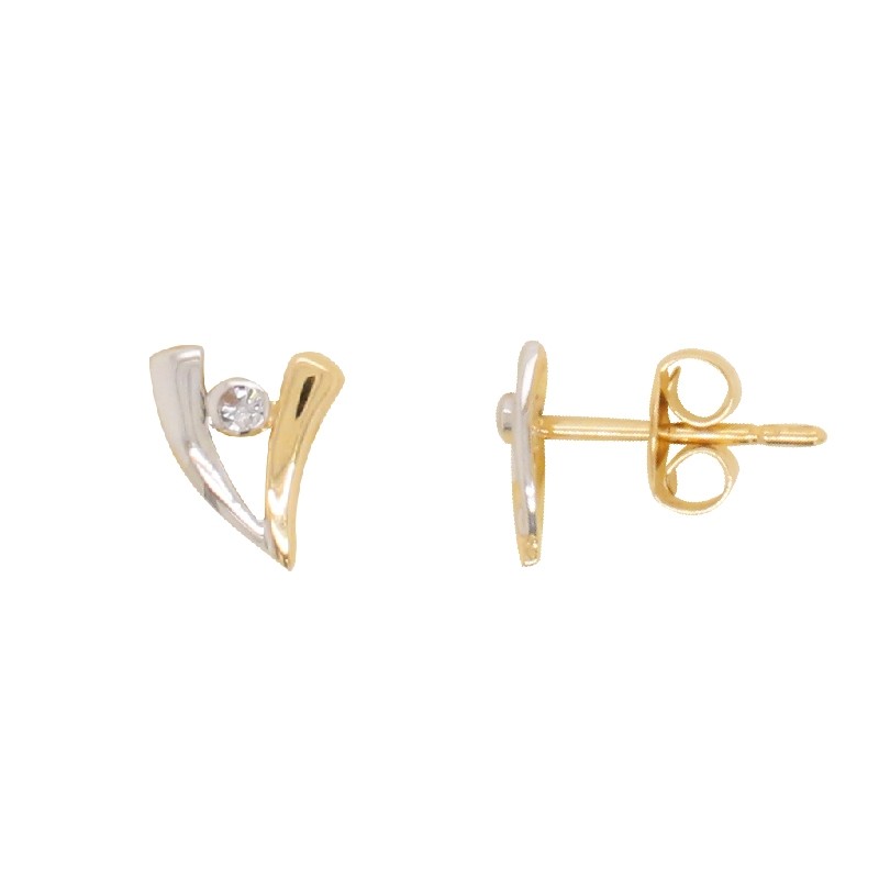 Boucles d'oreilles en or jaune et blanc 375/000 et diamants