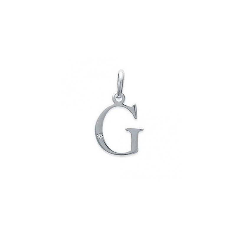Pendentif initiale "G" argent 925/000 et Oxyde de zirconium CARADOR