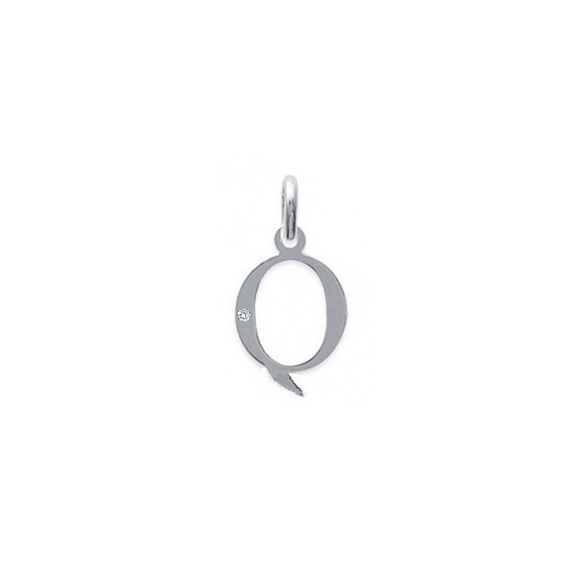 Pendentif initiale "Q" argent 925/000 et Oxyde de zirconium CARADOR