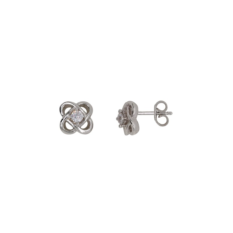 Boucles d'oreilles rosace Carador en argent 925/000 et zircons