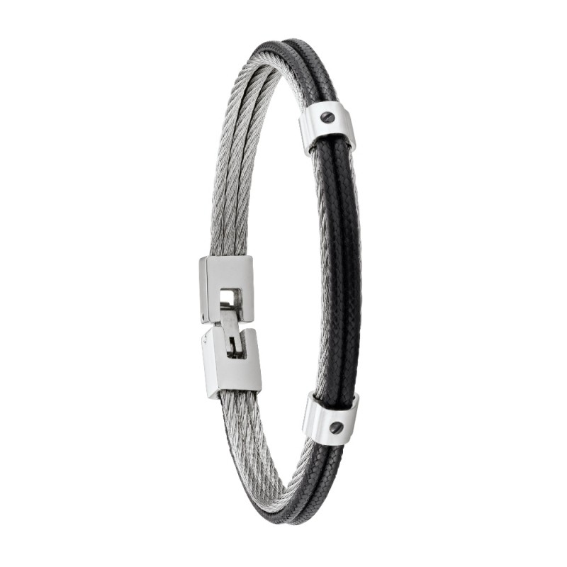 Bracelet homme FUF Jourdan Bijoux noir HB 036 H