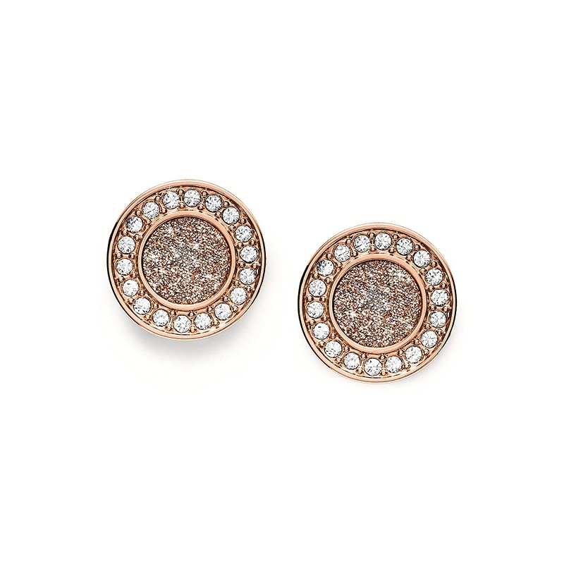 Boucles d'oreilles femme Fossil collection Classics acier doré rose JF03263791