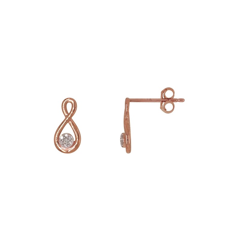 Boucles d'oreilles Atelier 17 Infini or rose 375/000 et diamant