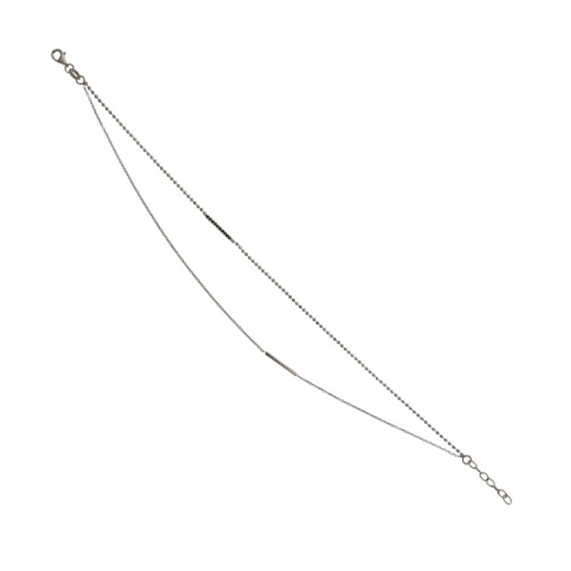 Chaine de cheville double chaine Carador en argent 925/000 et oxyde de zirconium