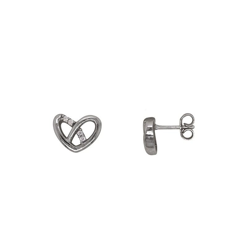 Boucles d'oreilles coeur Carador en argent 925/000 et oxydes de zirconium