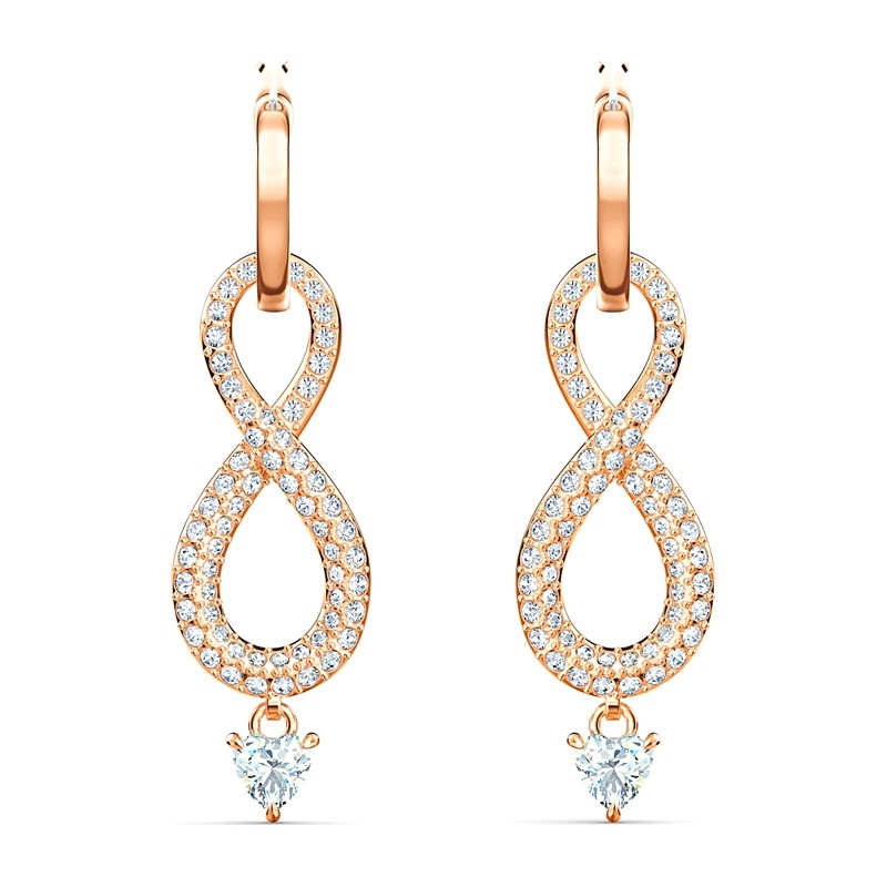 Boucles d'oreilles Infinity Swarovski en métal doré rose 5512625