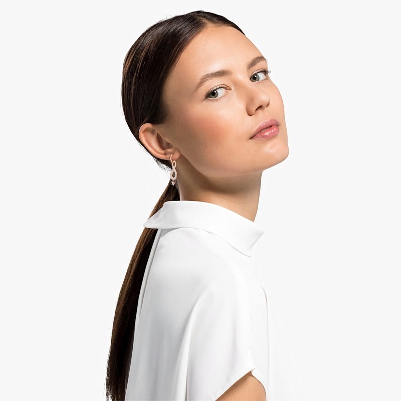 Boucles d'oreilles Infinity Swarovski en métal doré rose 5512625