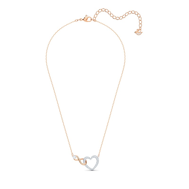Parure Collier et Boucles d'oreilles Infinity Heart Swarovski en métal doré rose 5521040