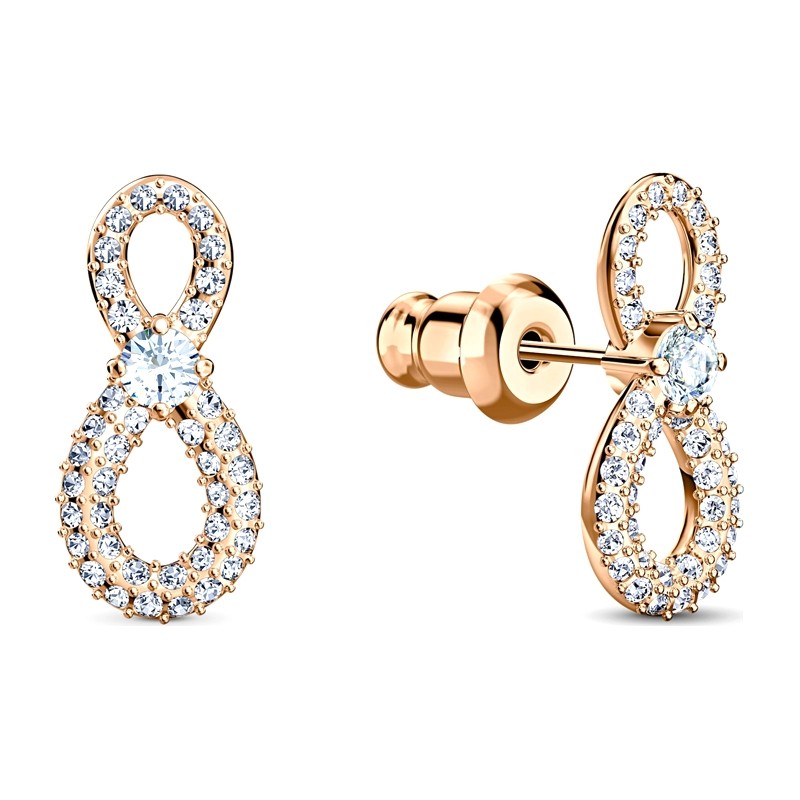 Parure Collier et Boucles d'oreilles Infinity Heart Swarovski en métal doré rose 5521040