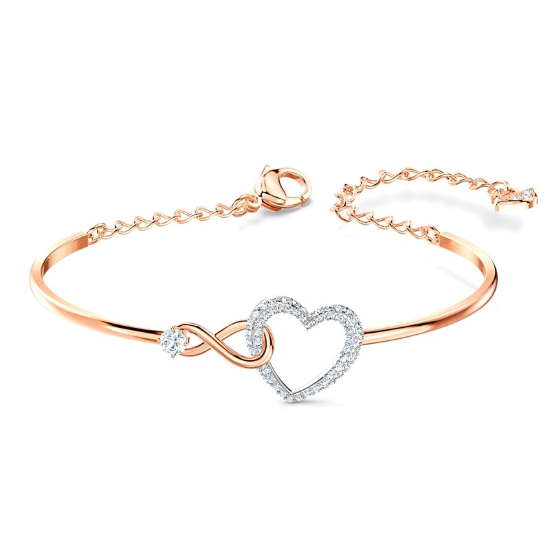 Bracelet-jonc Infinity Heart  Swarovski en métal doré rose 5518869