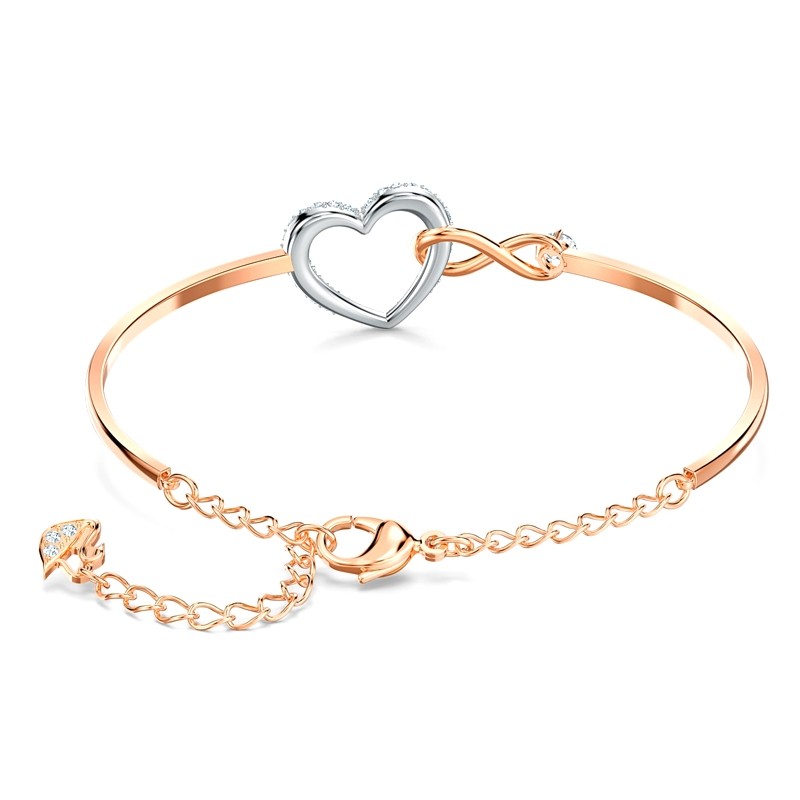 Bracelet-jonc Infinity Heart  Swarovski en métal doré rose 5518869