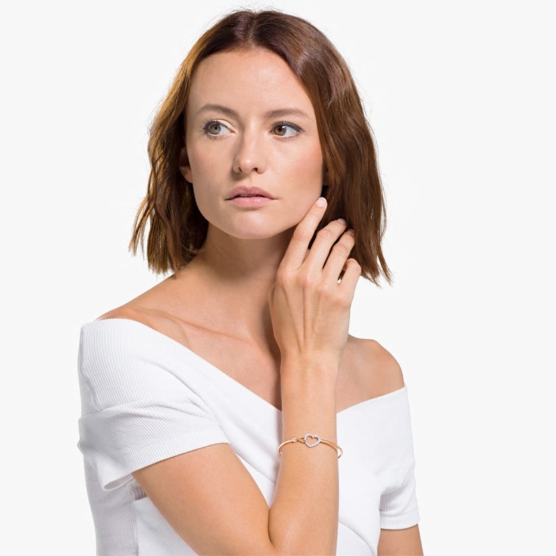 Bracelet-jonc Infinity Heart  Swarovski en métal doré rose 5518869