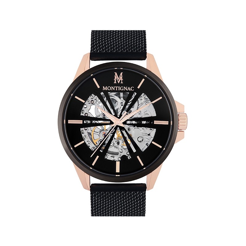 Montre Montignac collection S Automatique acier noir MOPE19A08