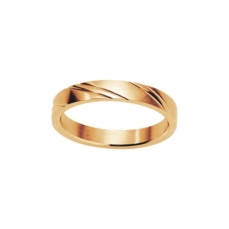 Bague anneau ciselé Phebus acier doré 15-0346