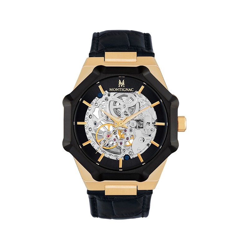 Montre Montignac collection M Automatique cuir noir MOPE19B03