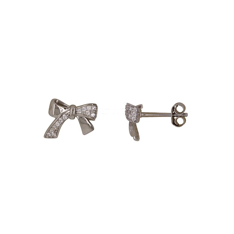 Boucles d'oreilles Carador noeud argent 925/000, oxydes de zirconium