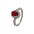 Bague Carador argent 925/000, oxydes de zirconium et pierre ovale ROUGE