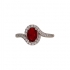 Bague Carador argent 925/000, oxydes de zirconium et pierre ovale ROUGE