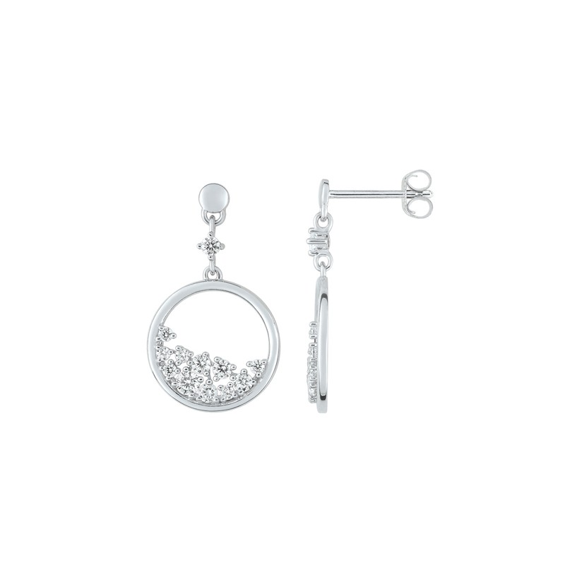 Carador - Boucles d'oreilles argent 625/000, oxydes de zirconium