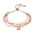 Bracelet multi-rangs Beach Girl Fossil acier doré rose et pierres de lune JF03518791