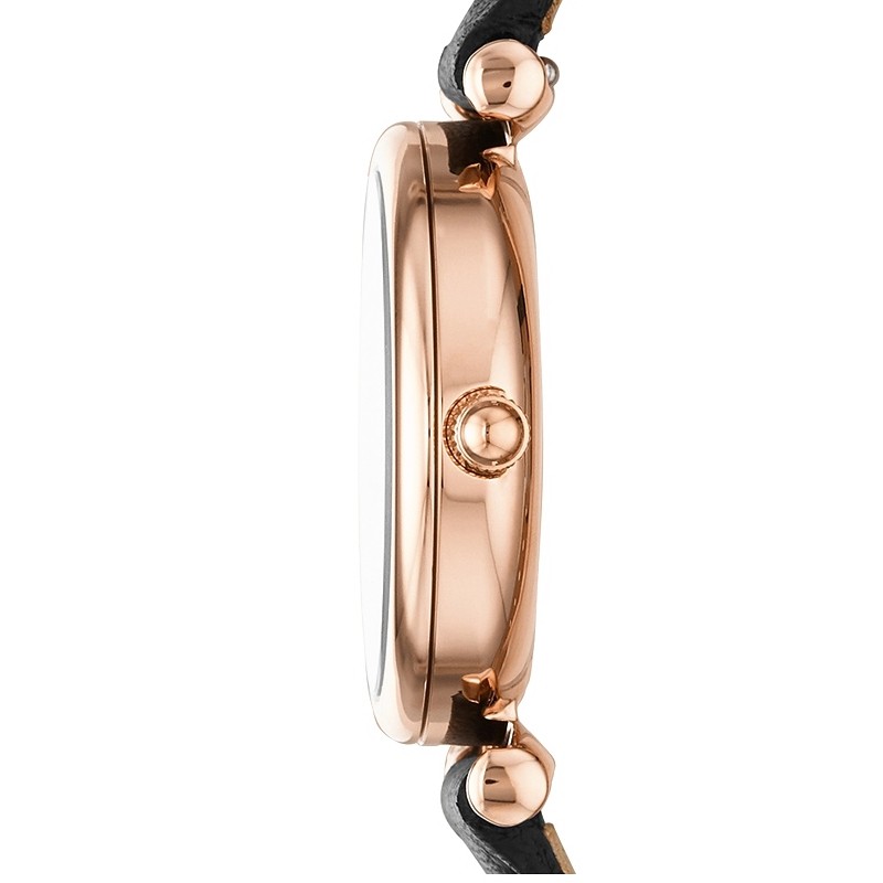 Montre Femme Fossil Mini Carlie acier cuir noir ES4700