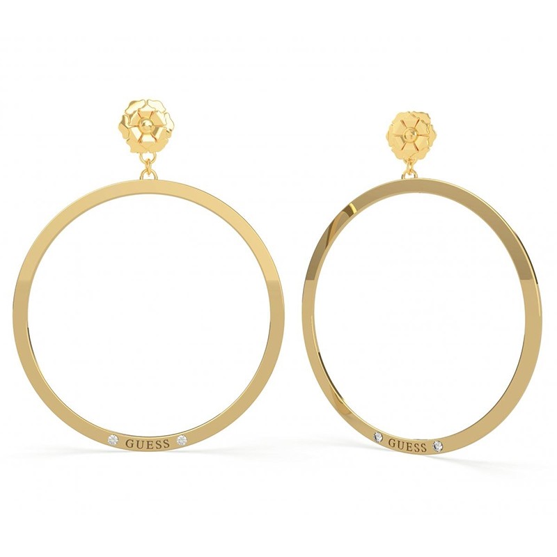 Boucles d'oreilles pivoine acier doré et cristaux de Swarovski UBE 79197 de la marque GUESS