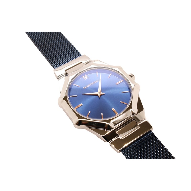 Montre Montignac collection M Quartz acier bleu  MOPE19B13