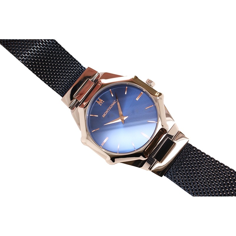 Montre Montignac collection M Quartz acier bleu  MOPE19B13